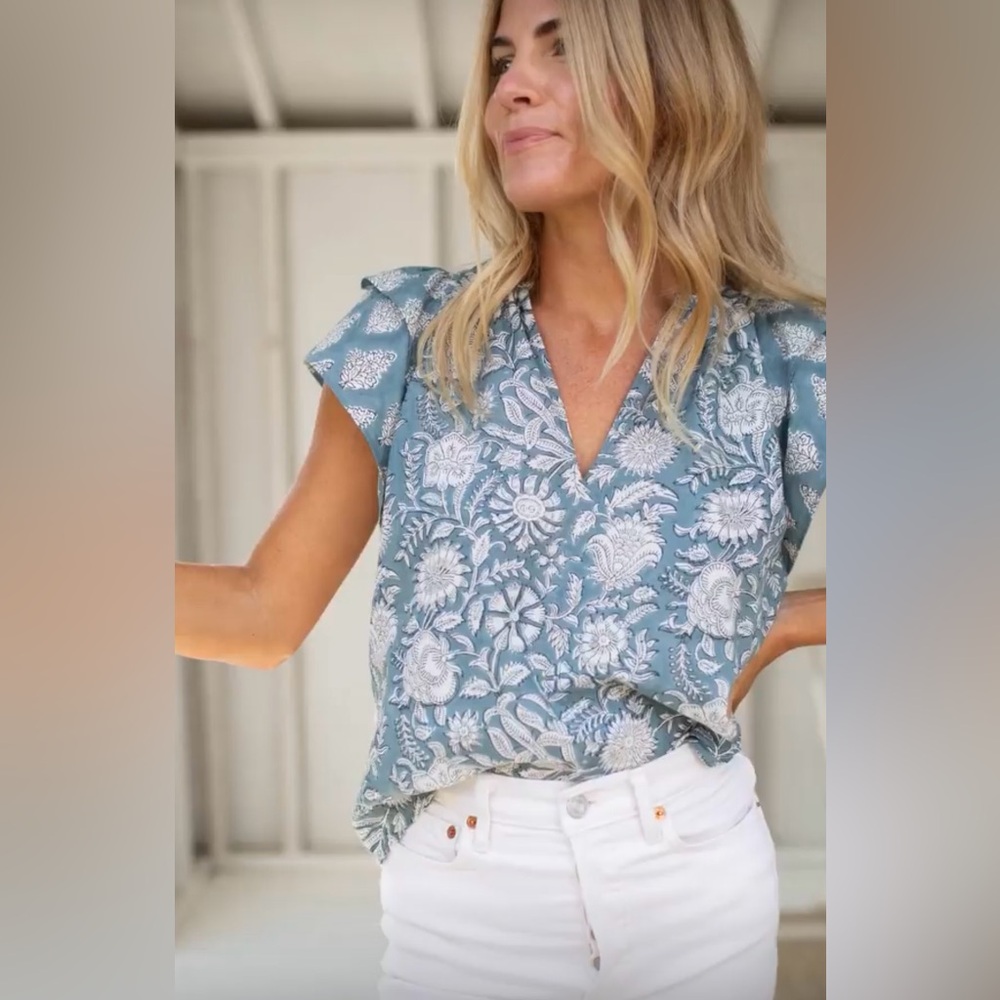 Marea Grace Flutter Top in Cala Azul- Beautiful Color